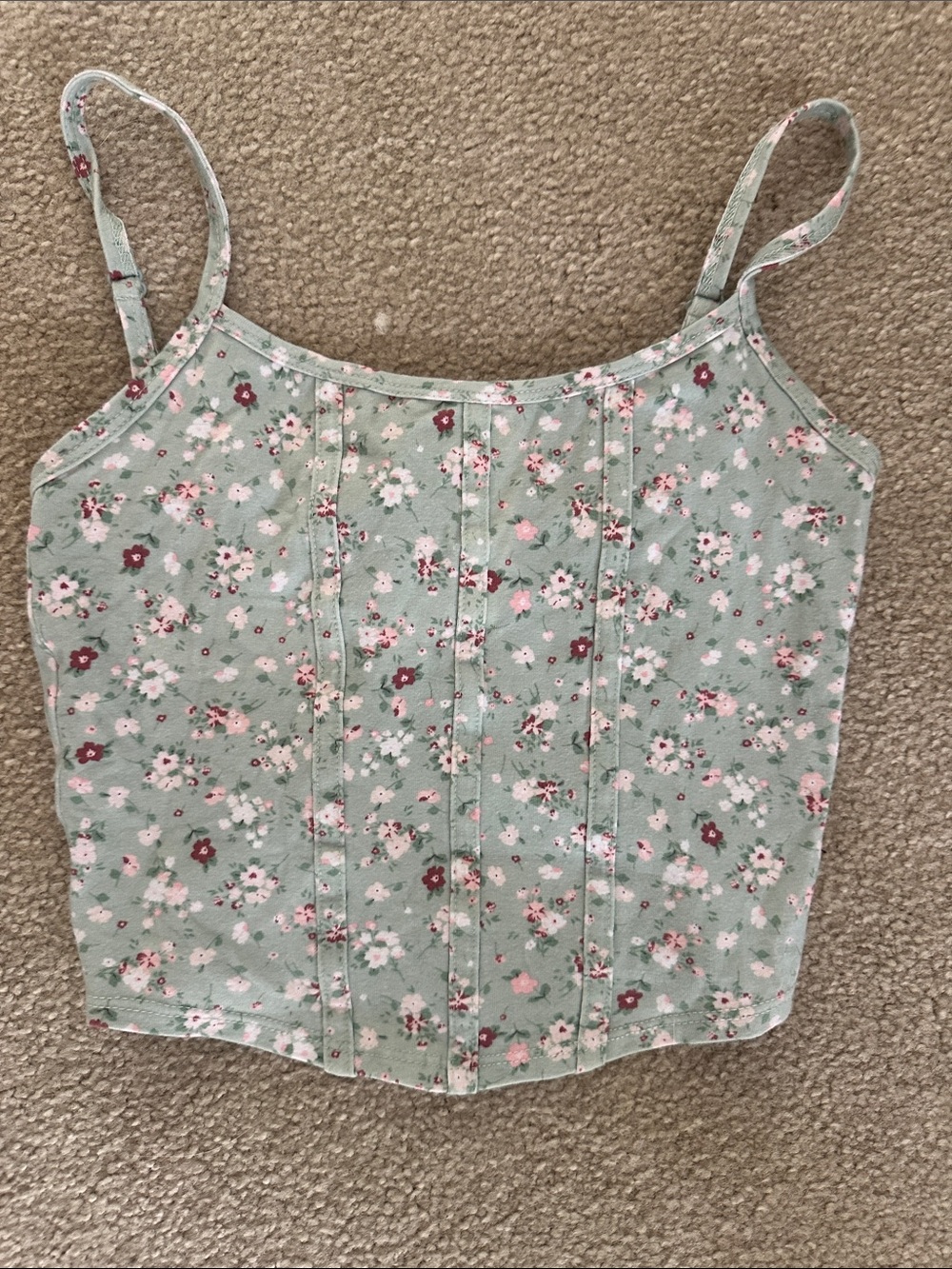RSQ Small Light Mint Floral Tank Top